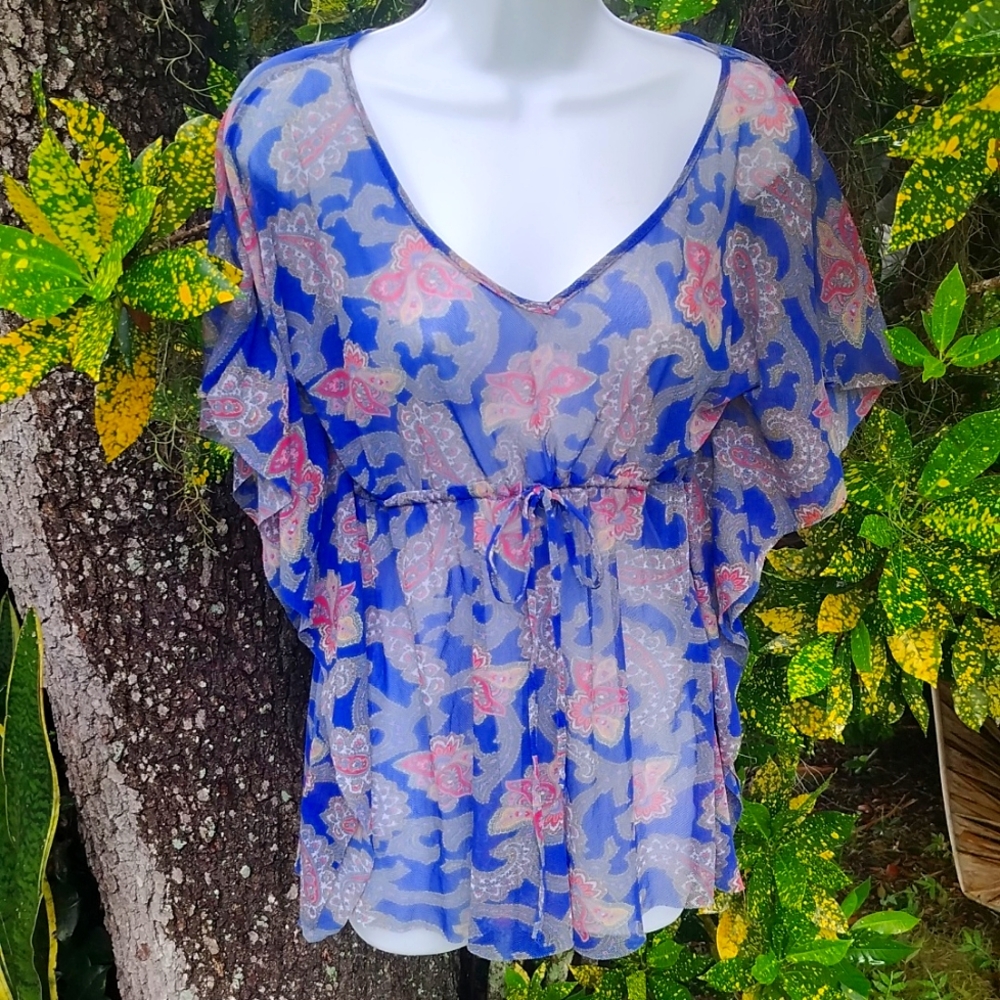 Anthropologie sweet pea Sheer Paisley Bohemian top small